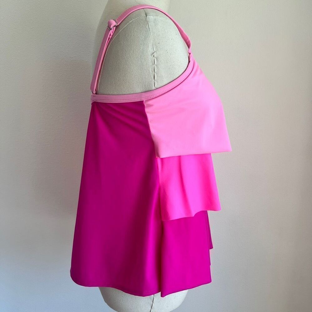 Kim Rogers Ruffled Tankini Top Pink Shades Size  Medium New With Tags - Picture 6 of 14